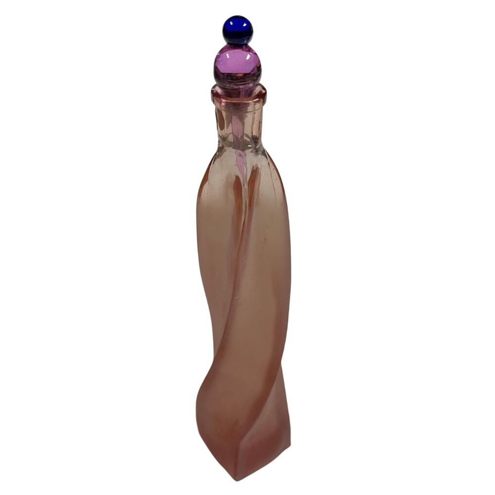 Perfume Bottle Twist Ball Stopper Hand Made Bohemia Glass Czech Republic Vintage